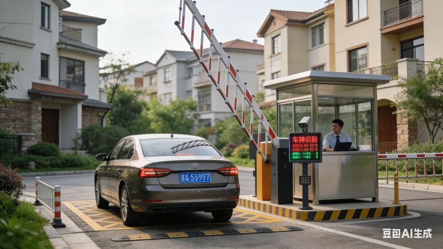 住宅小区车牌识别道闸解决方案 - 业主无感通行·访客便捷管理特点示意图