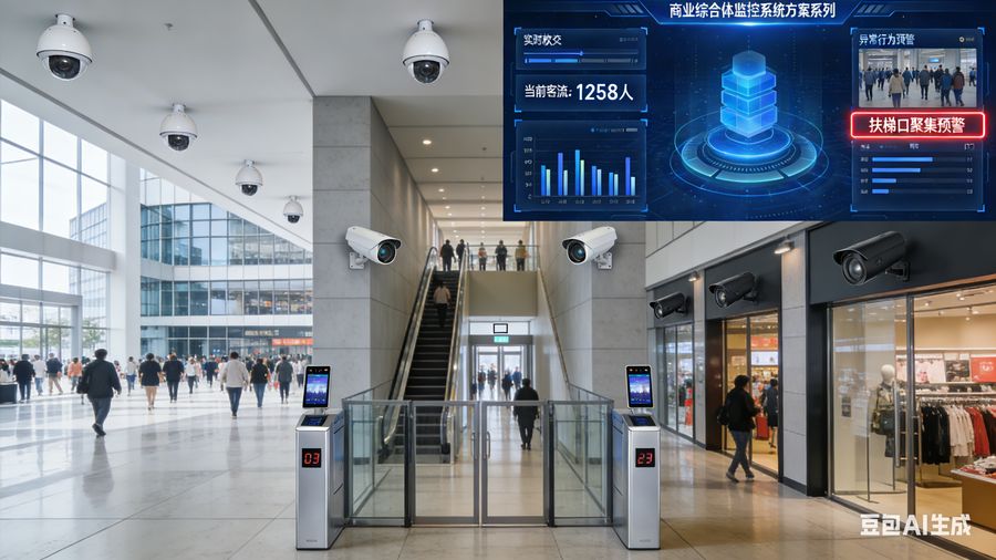 商业综合体监控系统解决方案 - 全域可视化·智能预警·运营联动