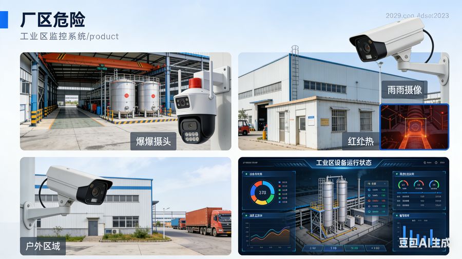 办公园区监控系统解决方案 - 分级管控·智能预警·轨迹可溯特点示意图